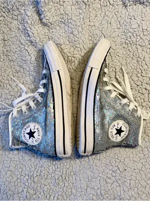Converse Chuck Taylor All Star Silver Sequin High Tops. Rare Limited Edition. thumbnail 4