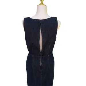 VTG Telluride Clothing Co Denim Dress 6 Blue Cotton V-Neck Tie Waist Western thumbnail 9