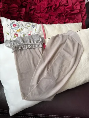 three Long lace stockings new, two grey one beige color thumbnail 2