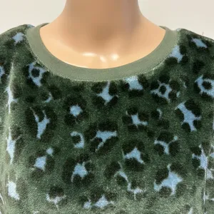 Aerie Cropped Fleece Chunky Long Sleeve Top green spotted camo look size M thumbnail 3