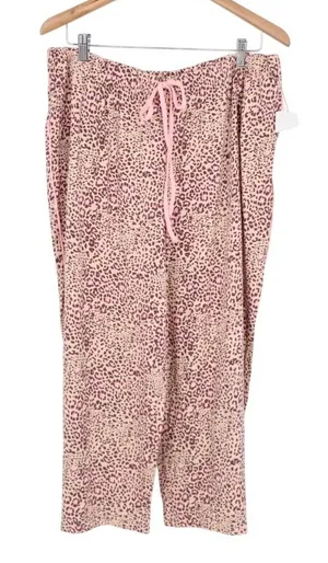 Cuddl Duds Pajama Pants Women XL Pink Stretch Leopard Print Drawstring Sleepwear thumbnail 1