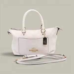 Coach Emma Satchel Women Small Cream Pebbled Leather Handbag F31466 Gold thumbnail 2