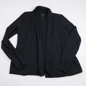 Pact Cardigan Women Medium Black Organic Cotton Shawl Collar Thumbhole Pockets thumbnail 1