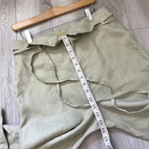 Reformation Linen Pants high rise straight leg womens Green (size 6) fisherman thumbnail 7