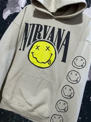 Nirvana Rock Band Smiley Face Logo Hoodie thumbnail 2