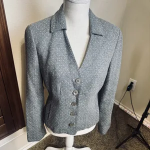 WORTH Grey Wool Blazer Jacket flannel Vintage 90s sz 6 career office classic‎ thumbnail 2