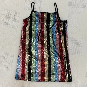 medium sequin multicolor striped mini dress metallic D4 2921 Blue thumbnail 10