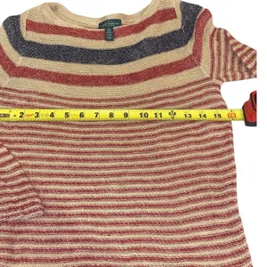 Lauren Ralph Lauren Sweater Womens Small Red Blue‎ Striped Linen Blend Nautical thumbnail 4