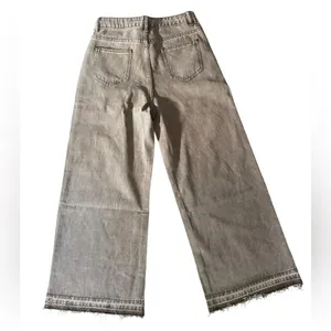 Dazy-Less Brown Ultra Wide Leg Baggy Urban Frayed Raw Hem Drawstring Denim Jeans thumbnail 2