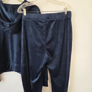 Juicy Couture Velour Tracksuit Navy Blue XL Velvet Plush Zip Lounge Set Y2K 90s thumbnail 8