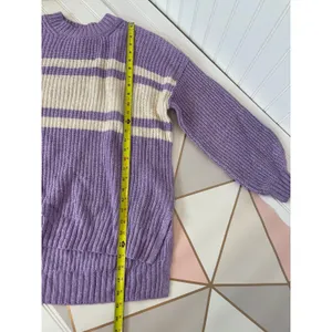 NWOT American Eagle Sweater Purple Cream Colorblock Crew Neck Pullover Size S thumbnail 4