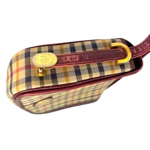 Vintage 70's Daks London Tartan House Check Shoulder Bag Crossbody Purse Brass thumbnail 10