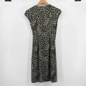 Tommy Bahama Clara Lovely Leo Faux Wrap Dress Small Olive Leopard Nylon‎ Spandex thumbnail 4