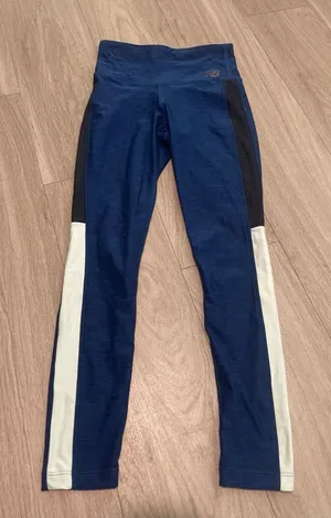 New Balance Navy Blue Black and White Colorblock Leggings thumbnail 1