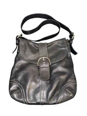 Vintage Y2K Coach Soho Legacy Flap Bag Black Leather F9S 9481 Buckle Snap Estate thumbnail 1