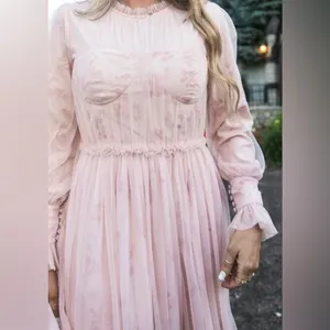 Ivy City Co NWT‎ Last Songbird Pink Fairy Whimsical Modest Midi Dress Medium thumbnail 2