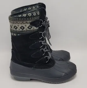 Khombu Cozy K-Comfort Womens Sock Faux Fur Lined Lace Up Duck Winter Boot Sz 7M thumbnail 1
