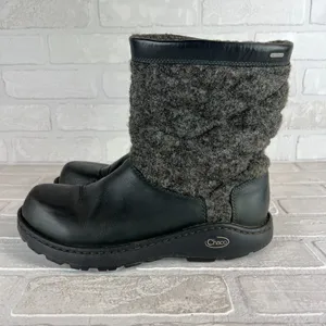 Chacos Waterproof Boots Womens 9.5 Black Gray Quilted Arbora Wool Leather Vibram thumbnail 8