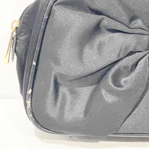 CHRISTIAN DIOR‎ Parfums Black Gold Satin Bow Zippered Clutch Cosmetic Bag thumbnail 2