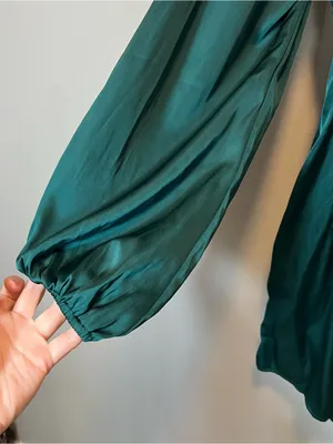 Abercrombie & Fitch Emerson Satin‎ Green Mini Dress Long Sleeve Small Tall ST thumbnail 6