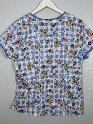 Koi Tokidoki Women L Summer Picnic Eve Scrub Top Shirt Stretch Pockets 1017TKD thumbnail 4