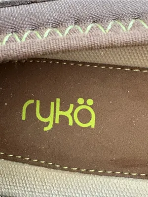 Ryka Brown Slip-On Sneakers with Lime Accents thumbnail 3