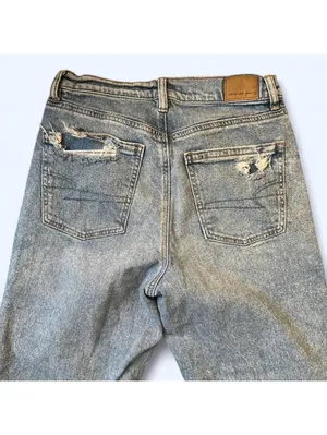 Y2K grunge indie sleaze baggy wide leg distressed American Eagle jeans size 4 thumbnail 6