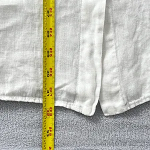 Zara 100% Linen Relaxed Fit Button Down Shirt Oyster White Sz Large‎ Casual Boho thumbnail 8