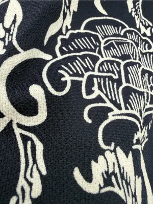 Navy Floral Asymmetrical A-Line Dress with White Trim thumbnail 2