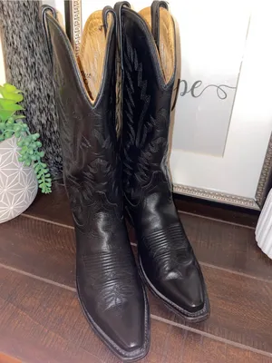 Old West Black Leather Western Heeled Boots LF1510 Size 6 thumbnail 14