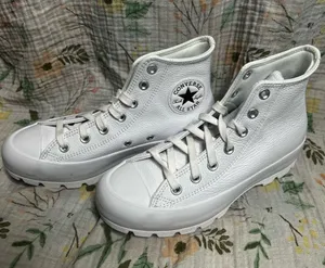 Converse CTAS Lugged Hi White Pebbled Leather High Top Platform Women’s Shoes thumbnail 1