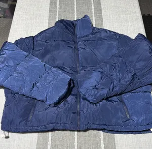 Navy Blue Puffer Jacket Women Zip Up Quilted Mock‎ Neck Coat xl thumbnail 1