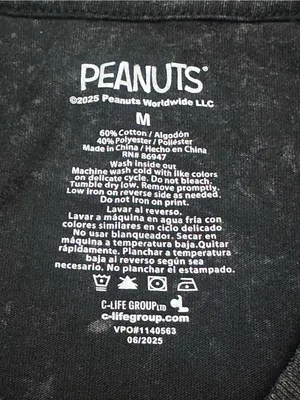 Peanuts Black Halloween Graphic Tee with Orange Moon M thumbnail 3