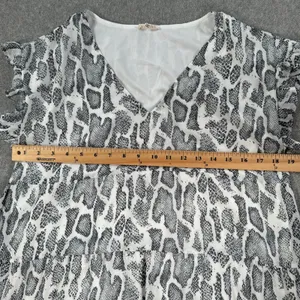 Jodifl Women's Small V-Neck Babydoll Mini Dress Animal Snake Print Ruffle Sleeve thumbnail 6