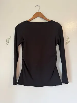 Maternity Black Long-Sleeve Women's Scoop Neck Top thumbnail 2