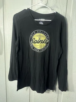 NFL Black Womens New Orleans Saints Long Sleeve Tshirt Size XL EUC thumbnail 1