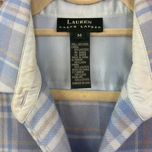 Lauren Ralph Lauren Wool Blue Plaid Button Down‎ Shirt Jacket Women M Classic thumbnail 4