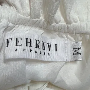 Fehrnvi Apparel White‎ Floral Jacquard Tiered Maxi Dress Long Sleeve Tie Neck M thumbnail 8