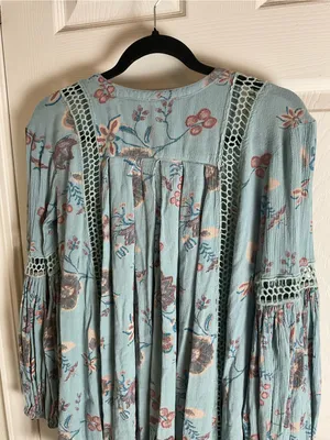 Free People Just The Two Of Us Floral Crochet Tunic Mini Dress XS thumbnail 7
