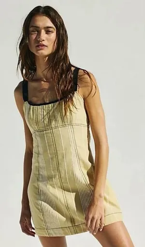 We The Free 🌼 Free People Sailor Mini Dress XS Plaid Tie Back Sleeveless‎ 🌼 thumbnail 1