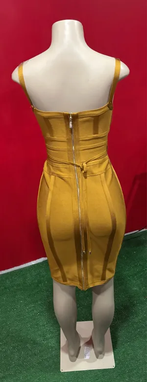 House of London /cb Mustard Yellow Bandage Bodycon Dress thumbnail 4