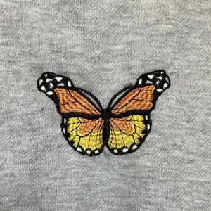 Hoodie Women’s XL Sweatshirt Embroidered Butterfly Grey Fairy Grunge Kidcore thumbnail 4