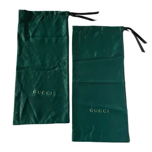Gucci set of dark green silky polyester rectangular shoe storage drawstring bags thumbnail 1