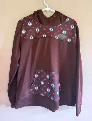 Cinch‎ Womens Brown Southwestern Print Tech Fleece Hoodie Sweatshirt Size Large thumbnail 1