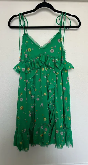 Floral summer dress short Green thumbnail 1