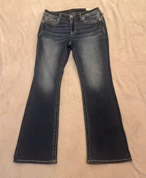 Miss Me Jeans, Women's Size 32 Blue, Denim, Gems Back Pocket, Flared thumbnail 1