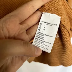 American Eagle mustard‎ yellow white arm stripes knit sweater women's size small thumbnail 4