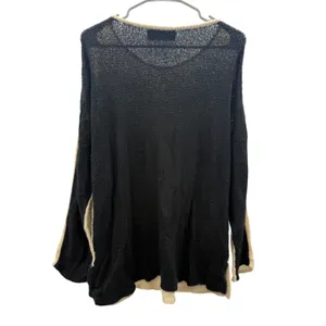 Akira Black Label Sweater Womens Medium‎ Cream Black Reversible Knit Slouchy thumbnail 2