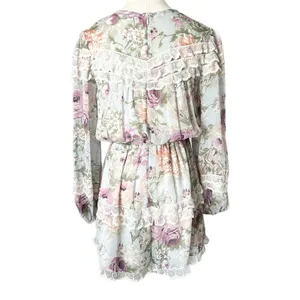 NEW Elliatt Karishma Light Blue Floral Lace Trim Chiffon Romper Size Medium thumbnail 3