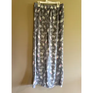 Karen Neuburger Womens Grey Cat‎ Print Fleece Pajama Set Long Sleeve RZ0029M M thumbnail 5
